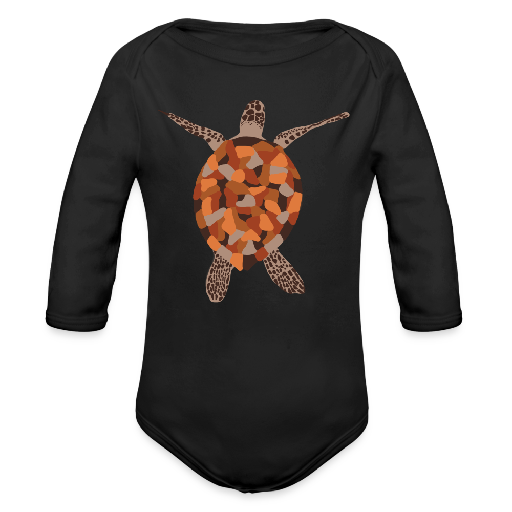 Turtle Organic Long Sleeve Baby Bodysuit - black