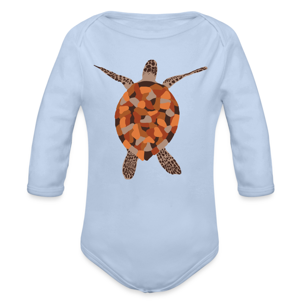 Turtle Organic Long Sleeve Baby Bodysuit - sky