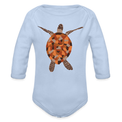 Turtle Organic Long Sleeve Baby Bodysuit - sky
