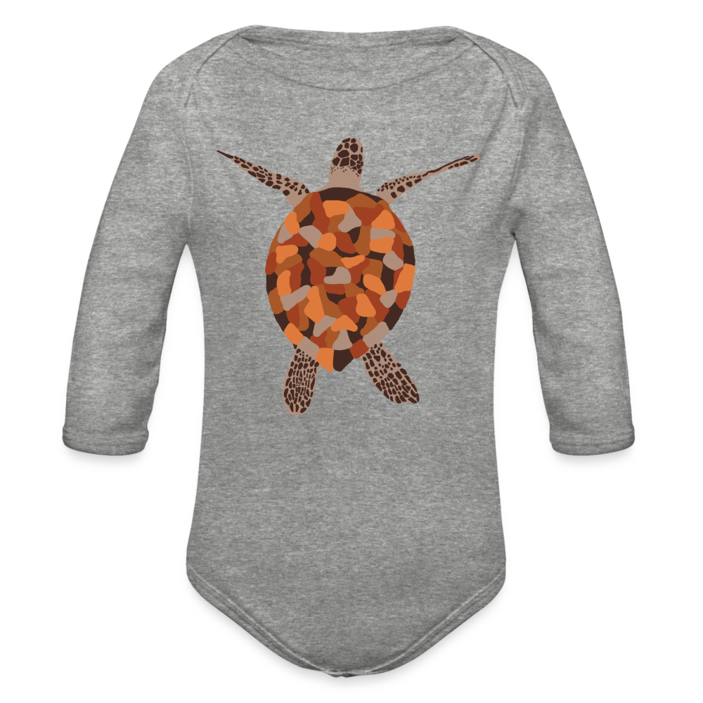 Turtle Organic Long Sleeve Baby Bodysuit - heather grey