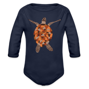 Turtle Organic Long Sleeve Baby Bodysuit - dark navy