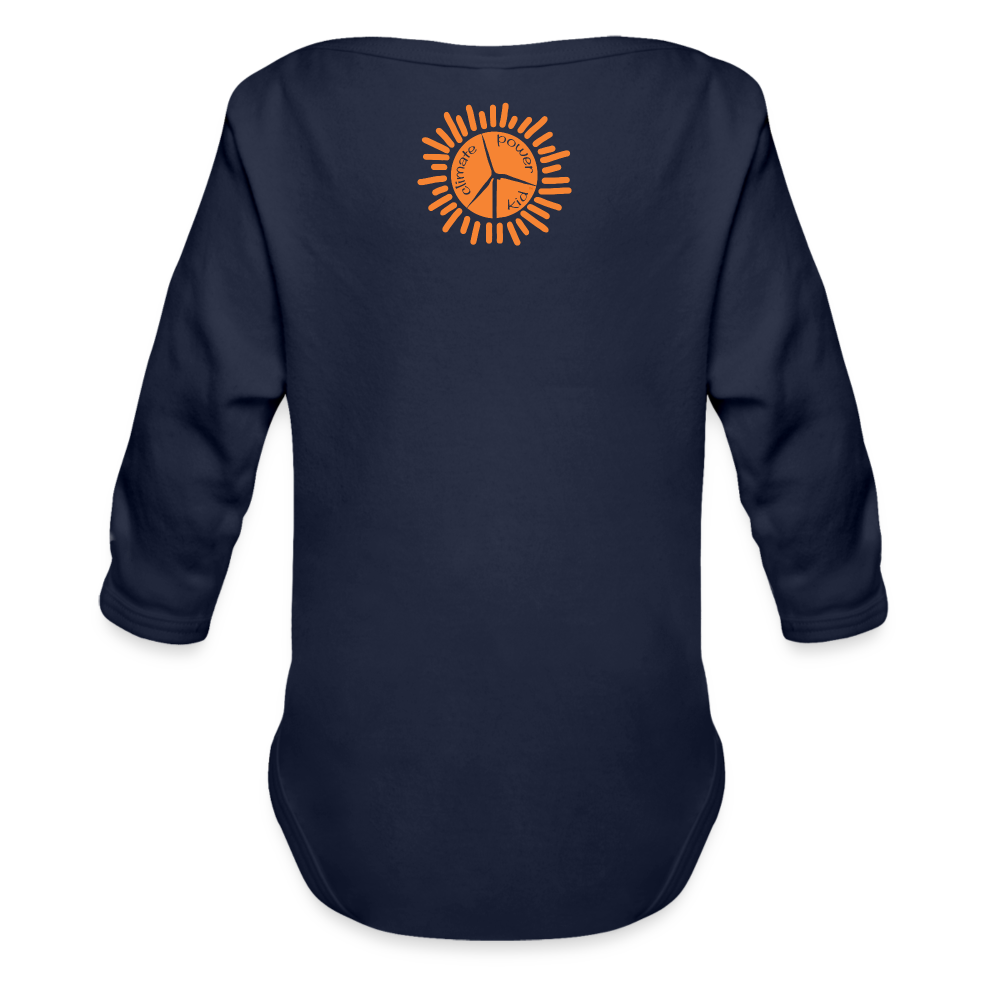 Turtle Organic Long Sleeve Baby Bodysuit - dark navy