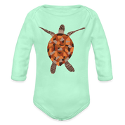 Turtle Organic Long Sleeve Baby Bodysuit - light mint