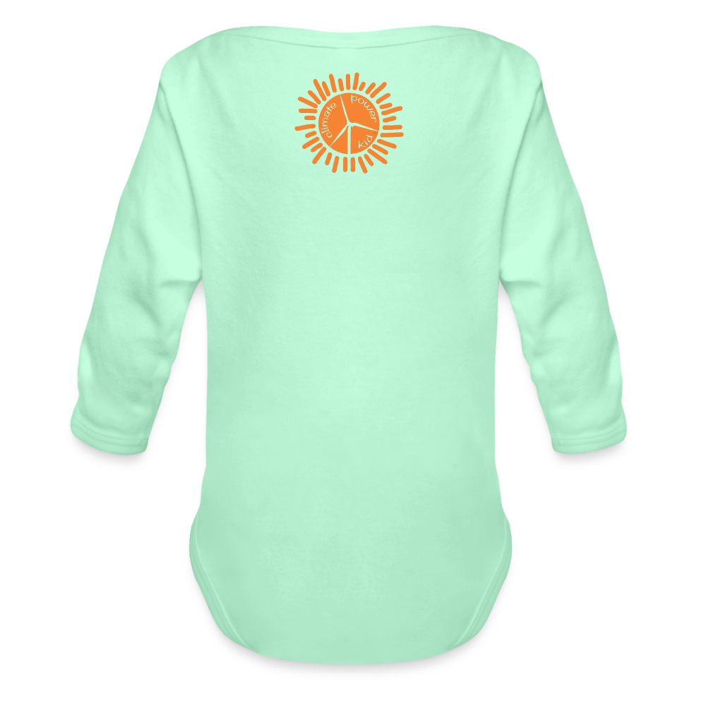 Turtle Organic Long Sleeve Baby Bodysuit - light mint
