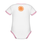 Turtle Organic Contrast Short Sleeve Baby Bodysuit - white/pink