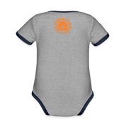 Turtle Organic Contrast Short Sleeve Baby Bodysuit - heather gray/navy