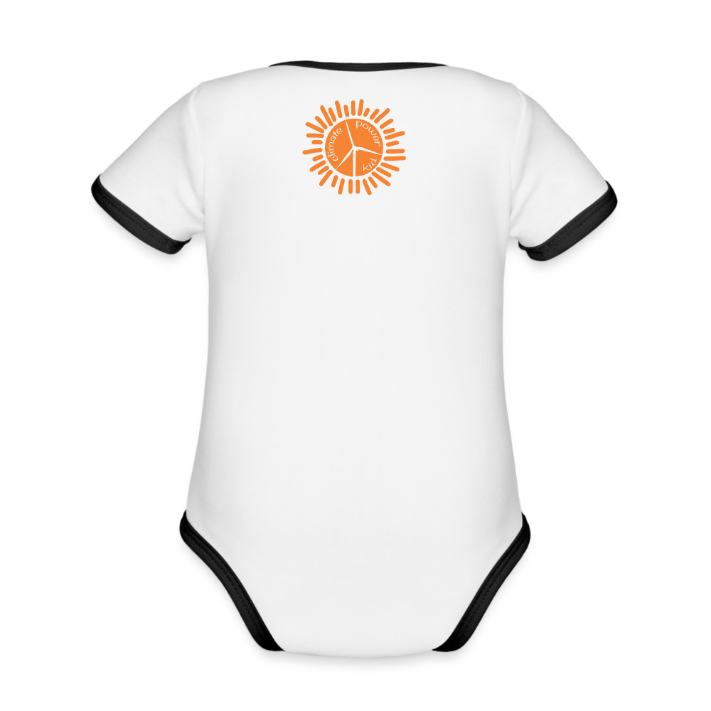 Turtle Organic Contrast Short Sleeve Baby Bodysuit - white/black