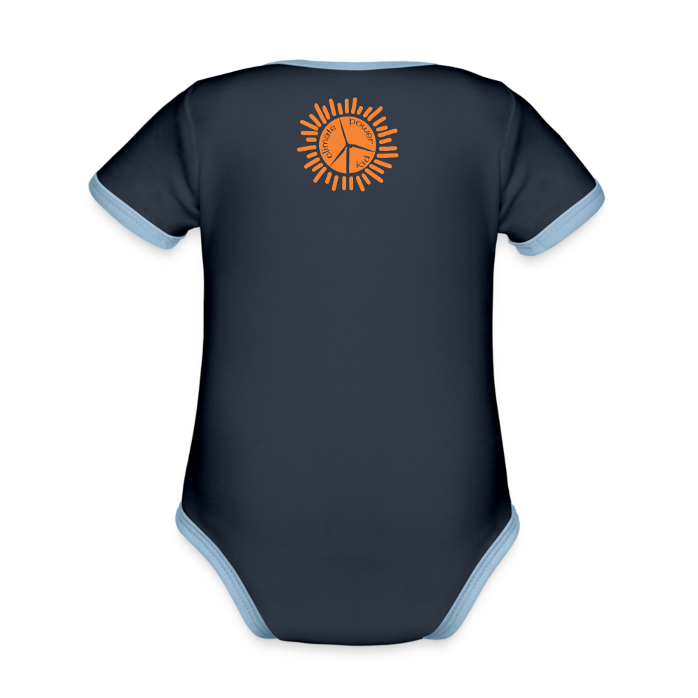 Turtle Organic Contrast Short Sleeve Baby Bodysuit - navy/sky