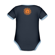 Turtle Organic Contrast Short Sleeve Baby Bodysuit - navy/sky